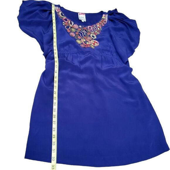 Anthropologie Yoana Baraschi Womens Embellished Silk Purple Dress Size 6 - Picture 8 of 10